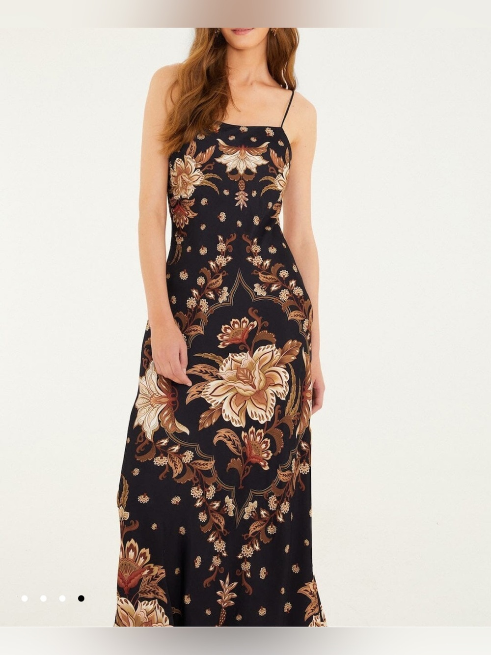 Farm Rio Black Majestic Garden Slip Maxi Black Gold Dress size XXS